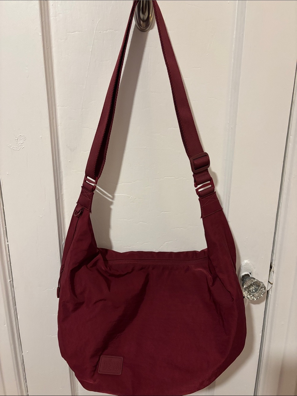 BEIS The Crescent Carryall Bag Burgundy  Crossbody Shoulder Nylon